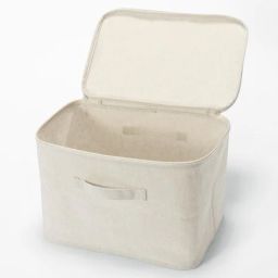 muji Lidded Rectangular Polyester Linen Soft Box-Medium image 4