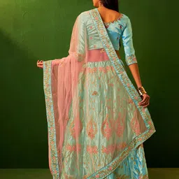 MANVAA Embellished Thread Work Semi-Stitched Lehenga & Unstitched Blouse With Dupatta image 2