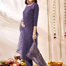Anouk Ethnic Motifs Embroidered Regular Sequinned Kurta With Trousers & Dupatta image 5