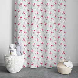 STYBUZZ White & Red Pink Flamingos Set of 2 Quirky Room Darkening Window Curtain image 3