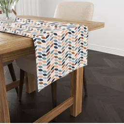 STYBUZZ White & Blue Geometric Printed Table Runner image 4