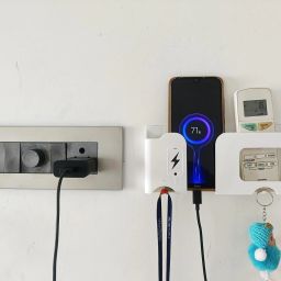 Wall Mount Mobile Holder Multi-Purpose Wall Smart Stand Gadget(4 in 1 Multi-Use) Plastic Key Holder-22