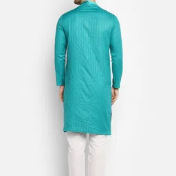 DEVOILER Men Sea Green Kurta with Pyjamas image 2