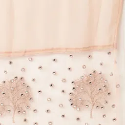 anouk rustic Anouk Women Peach-Coloured Yoke Design Mirror-Work Kurta with Trousers & With Dupatta image 3
