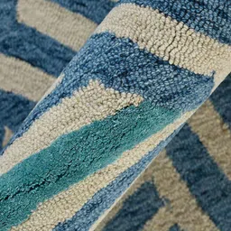 saraswatii global White and Blue Printed Rectangular Carpet image 4
