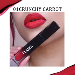 FLiCKA Set & Attack Transfer Proof Non Sticky Liquid Matte Lipstick 7ml- Crunchy Carrot 01 image 4