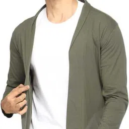 glampanda Men Jacket Style Full Sleeve Green Shrug-picture-1