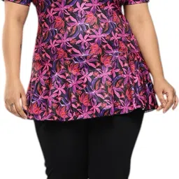 Womens Rani-Black Colour Floral Print Nylon Plus Size Swim Suit Floral Print Women Swim-dress Pink Swimsuit-image-91
