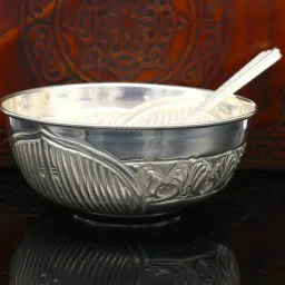 Silver Serving Bowl Astro D 999 Fine Silver Baby Bowl & Spoon Set | Ladoo Gopal Utensils for Puja-14