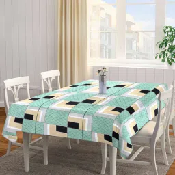arrabi Green Blended Cotton Geometric 86x60 Inches Table linen-picture-18