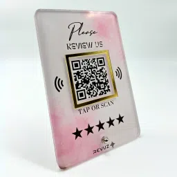 Luxe Google Review Stand | Premium Acrylic Standee for Review | NFC Tap/QR (M7) Business Card-1