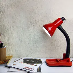 SPARK WORLD White & Red Contemporary Bell Shaped Table Lamp image 3