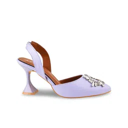 JM Looks Embellished Pointed Toe Block Mules With Backstrap image 2