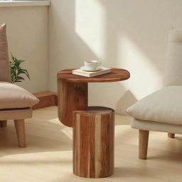 woodsworth from pepperfry Puteaux Acacia Wood End Table In Natural Finish-picture-41