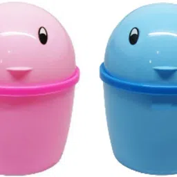 Mini 2 PS Stylish Plastic Tidy Bin Trash Can With Lid, Multi-use Dustbin for Study Table , Washroom, Bedroom etc. (Multicolour) Plastic Dustbin-image-64