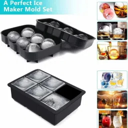moldberry 6 Big Round & Square Ice cube tray Multicolor Silicone Ice Cube Tray image 5