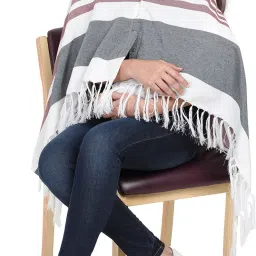 Breast Feeding Shawl, Nursing Cloak, Innovative Shape-Changing Poncho- Stripes (Maroon) Feeding Cloak-image-76