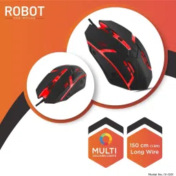D25 Robot Wired Optical Gaming Mouse with RGB LED Light,DPI Upto 1500, 1.5M USB Wire Wired Ambidextrous OpticalGaming Mouse image 4