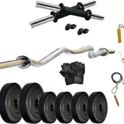 FITNESS 20KG PVC Weight Plate Dumbbell SET + 3ft. Bend Rod + FITNESS ACCESSORIES Fitness Accessory Kit Kit-image-1