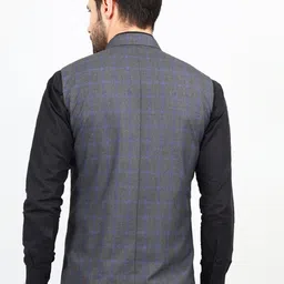Wintage Checked Woven Design Modi Nehru Jacket image 5
