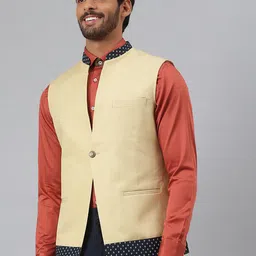 MR BUTTON Printed Mandarin Collar Nehru Jacket image 4
