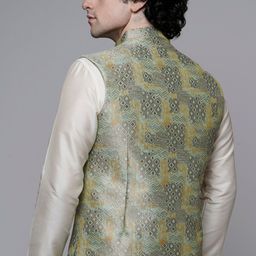 MAAHI FABS Abstract Printed Woven Nehru Jacket image 3