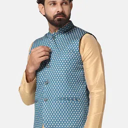 TAHVO Printed Mandarin Collar Nehru Jacket image 3