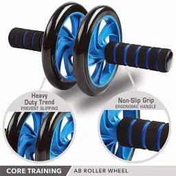 ajro deal Double Ab Wheel Roller With Knee Pad | Abs Roller | Exercise Roller Ab Exerciser Ab Exerciser image 2