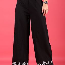 v-mart Women Regular Fit Black Cotton Blend Trousers-picture-19