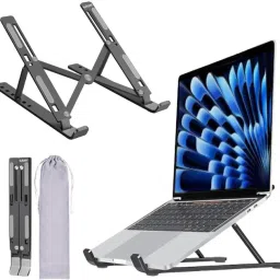 Aliens Foldable Laptop Stand Riser for Laptop, MacBook, Notebook & Tablets up to 17" ,6 Level Height Angle Adjustment, 2X Stronger M-Shape Aluminum Silicone Pads Laptop Stand-7