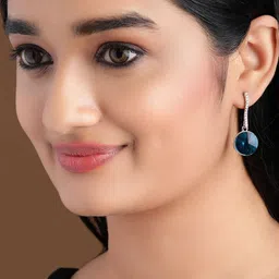 TOKYO TALKIES X rubans FASHION ACCESSORIES Silver-Plated & Blue Classic Drop Earrings-18