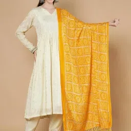 Chiffon Checkered Yellow Men Dupatta-23