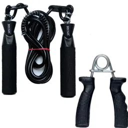 Black Ball Bearing adjustable skipping rope + Black plastic hand grip Fitness Accessory Kit Kit-image-47