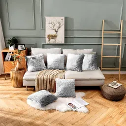 Set of 6 Small Size 12x12 Inches Pillows for Sofa, Grey Cushion Pillow Microfibre Solid Cushion Pack of 6-image-77