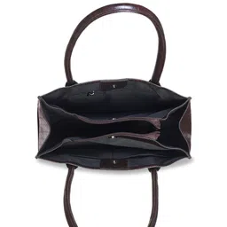 Mast & Harbour Brown Textured PU Oversized Structured Shoulder Bag image 4
