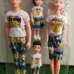 Cute Family Doll Set – Mother, Father & 2 Kids Dolls in Random Outfits for Play-image-95