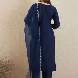Indo Era Ethnic Motifs Embroidered Regular Aari Work Kurta with Trousers & With Dupatta image 3