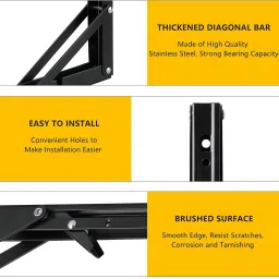 holy delight Folding Shelf Brackets-Heavy Duty Metal Collapsible Shelf Bracket 12inch Shelf Bracket image 3