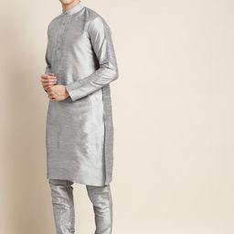 SOJANYA Mandarin Collar Regular Kurta With Pyjamas & Nehru Jacket image 4