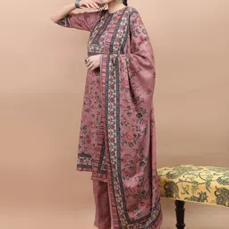 Vishudh Round Neck Ethnic Motifs Printed Kurta With Trousers & Dupatta image 4