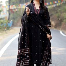 KALINI Embroidered Regular Thread Work Kurta with Trousers & Dupatta image 4