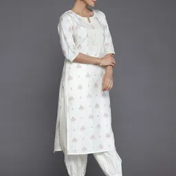 Libas Floral Printed Regular Sequinned Kurta with Salwar & Dupatta image 4