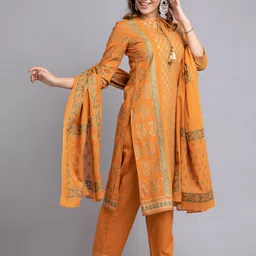 SUTI Ethnic Motifs Printed Regular Kurta with Trousers & With Dupatta image 4