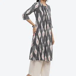 Biba Abstract Printed A-Line Kurta with Palazzos & Dupatta image 4