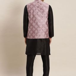 SOJANYA Mandarin Collar Regular Kurta With Churidar & Nehru Jacket image 4