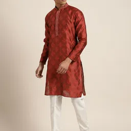 SOJANYA Geometric Embroidered Regular Kurta With Churidar image 4