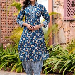 AVYCO Ethnic Motifs Printed Regular Pure Cotton Kurta with Salwar & Dupatta image 4