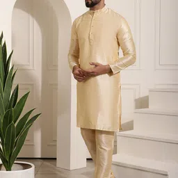 SOJANYA Mandarin Collar Kurta With Churidar & Self Design Nehru Jacket image 4