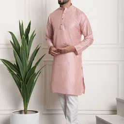 SOJANYA Striped Regular Sequinned Kurta & Churidar With Nehru Jacket image 4