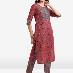 Vishudh Floral Printed Regular Kurta with Trousers & With Dupatta image 4